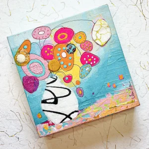 mini turque-uoise abstract artwork in mixed media