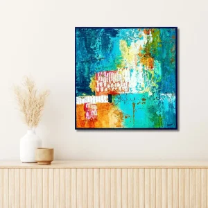 Contemporary abstract painting “Passages” by Isa Dor displayed in a living space