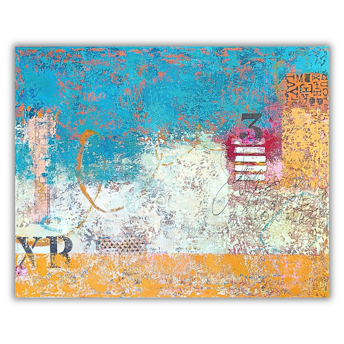 contemporary abstract painting Surfacing by Isa Dor, soft tones and visual textures