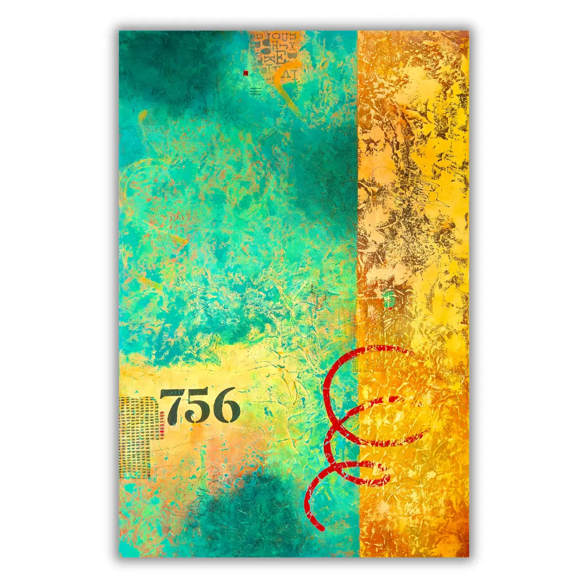 Portrait format of abstract painting "Insistence" by Isa Dor, showing a strong upward movement