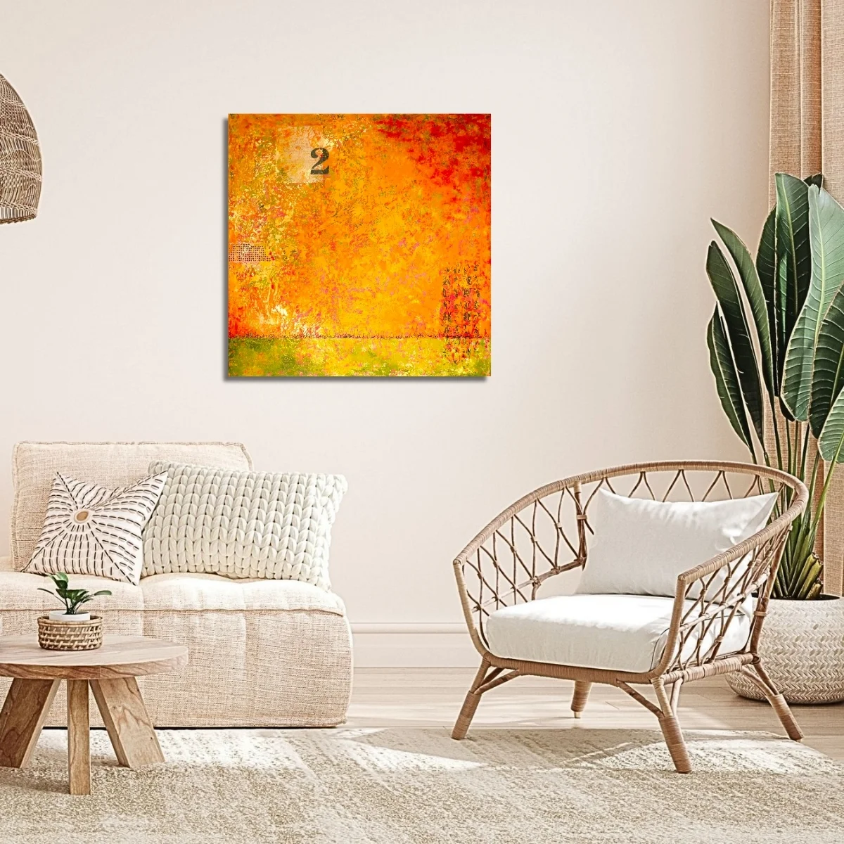 contemporary abstract painting "Erosion" by Isa Dor displayed in a living space