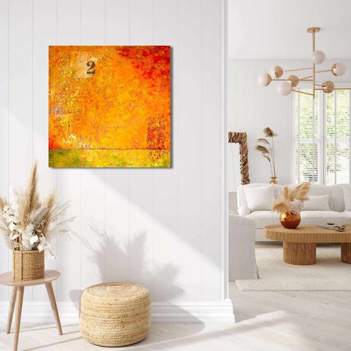 Abstract painting "Erosion" by Isa Dor displayed in a hallway