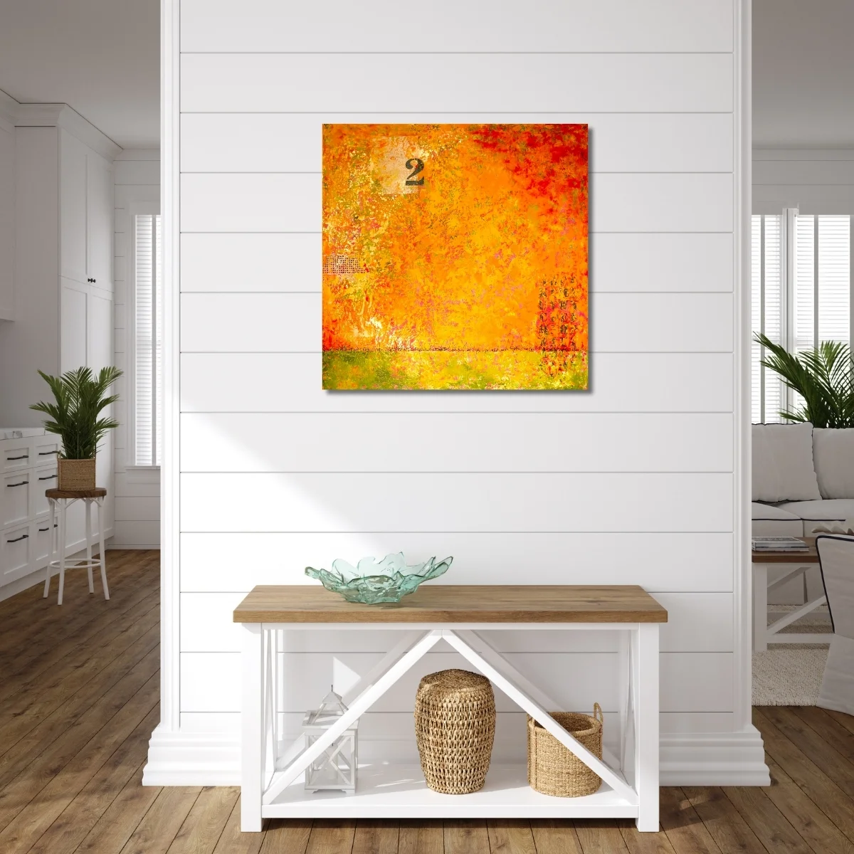 Contemporary abstract painting "Erosion" by isa Dor in an entrance