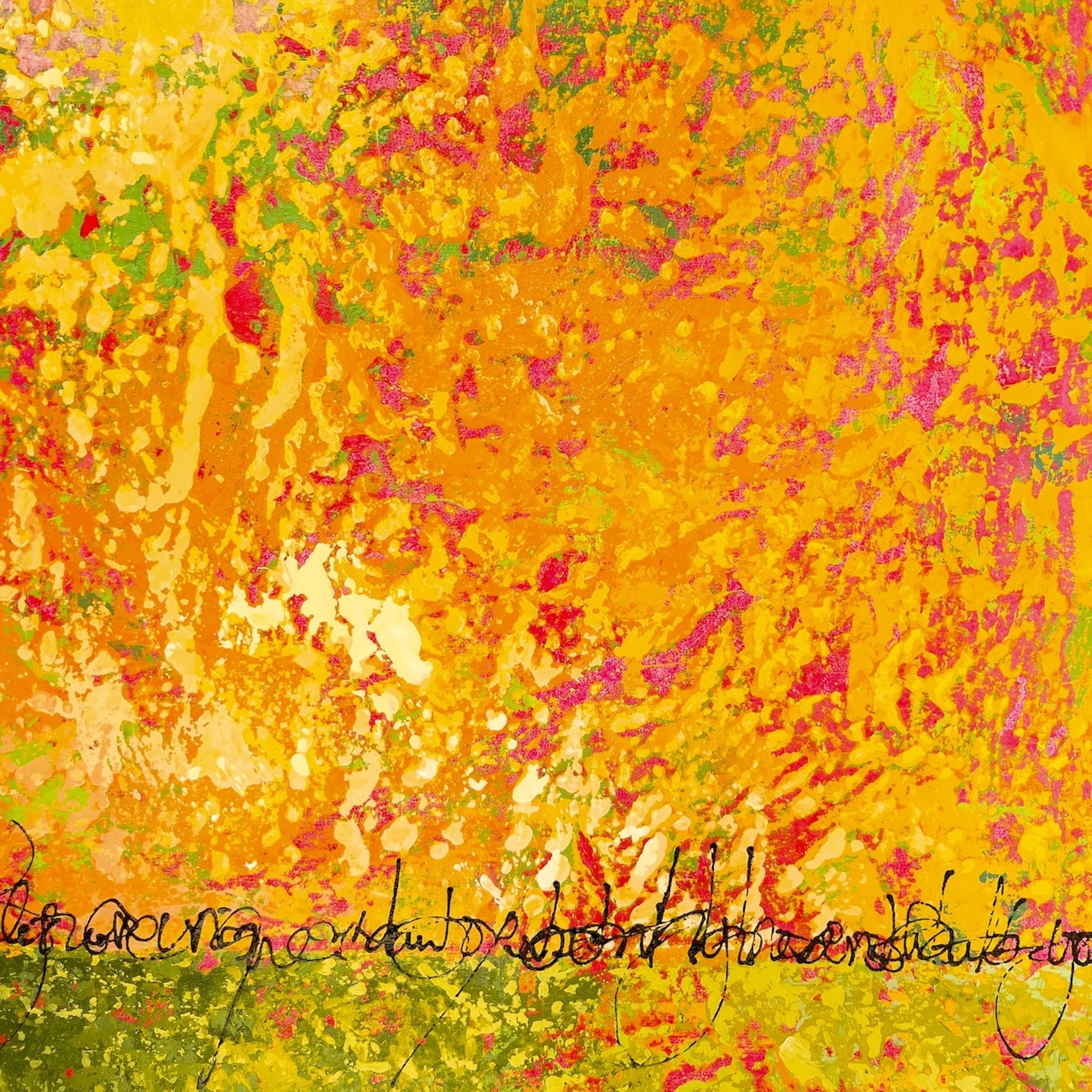 Detail of the abstract painting "Erosion" showing rich textures and layers