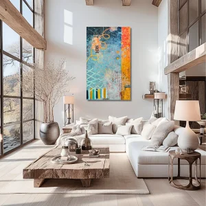 Abstract painting "Codex" by Isa Dor displayed in a bright spacious interior setting