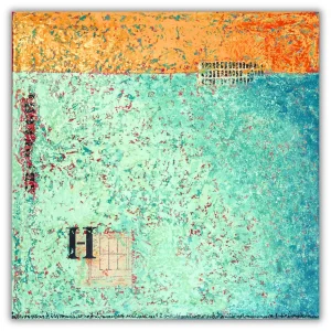 Contemporary abstraction painting "Remnance" by Isa Dor, soft tones and open spaces with marks